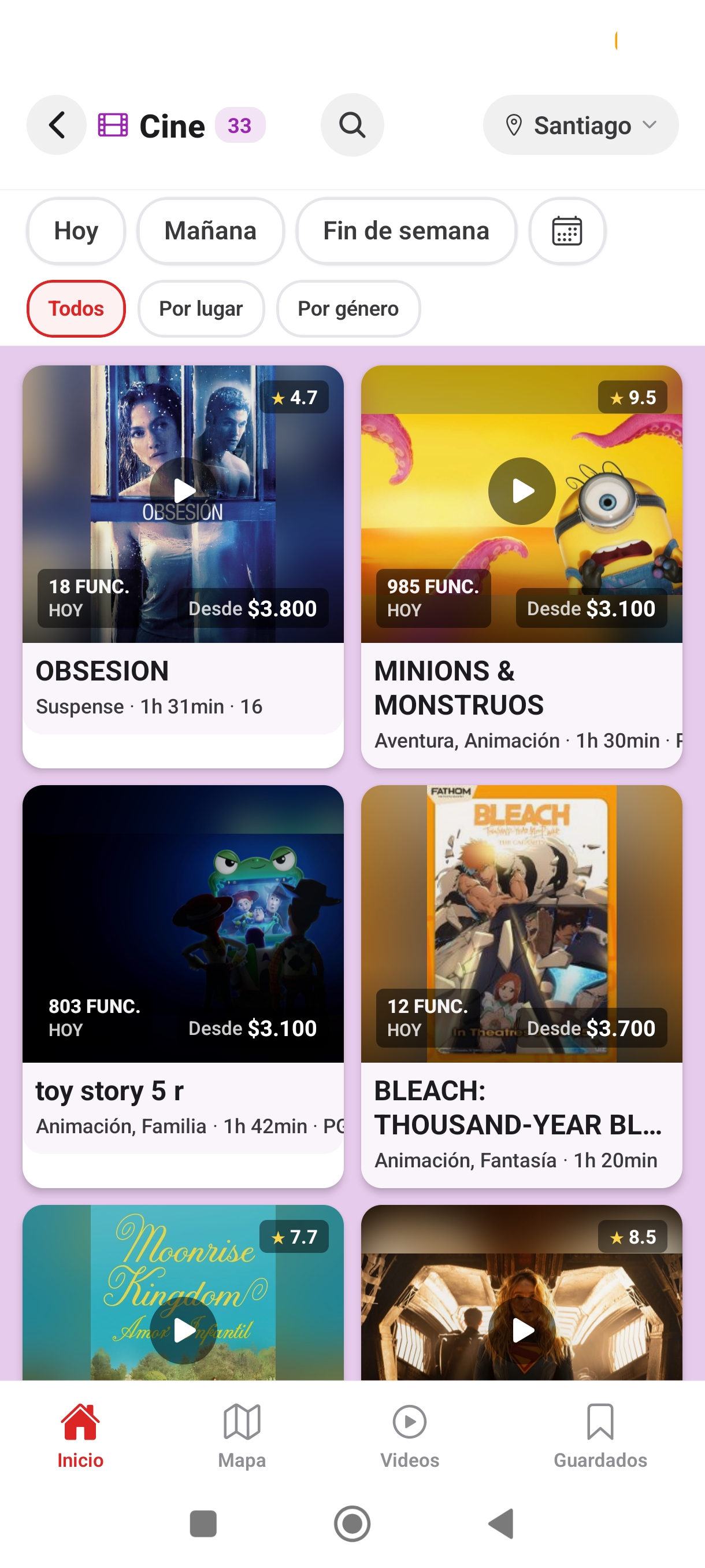 Cartelera de Cine en Scenia