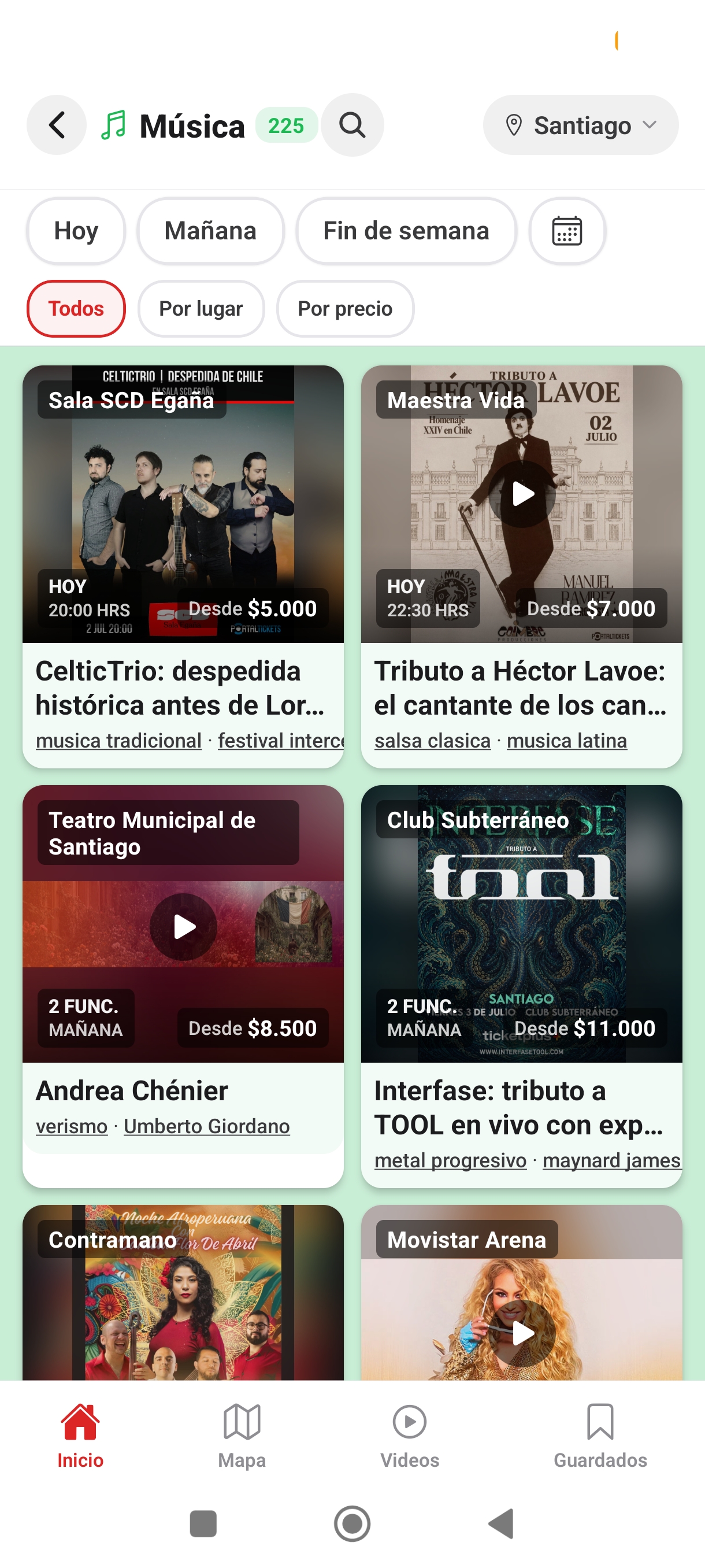 Cartelera de Música en Scenia