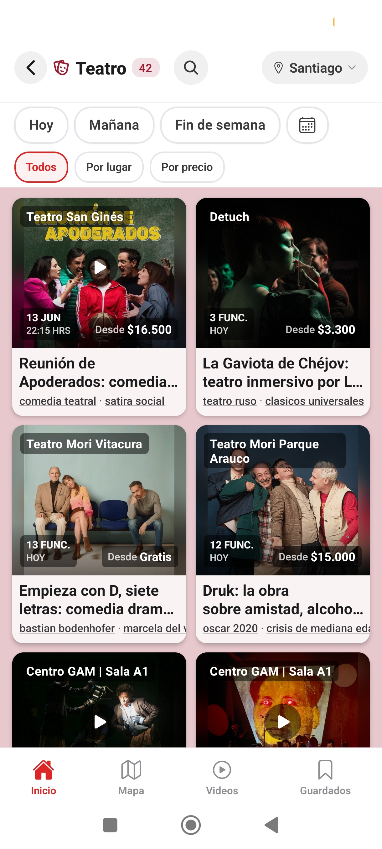Cartelera de Teatro en Scenia