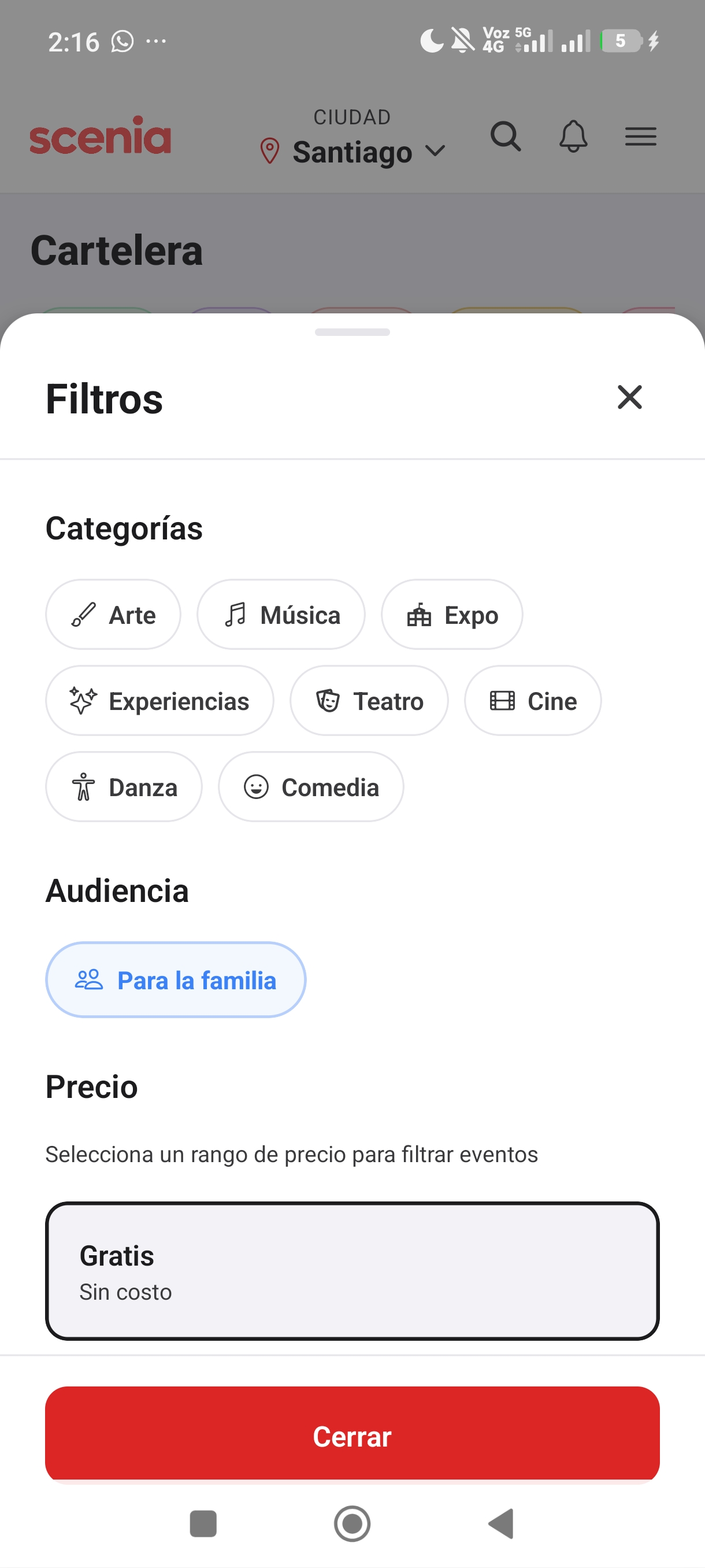 Filtros en Scenia
